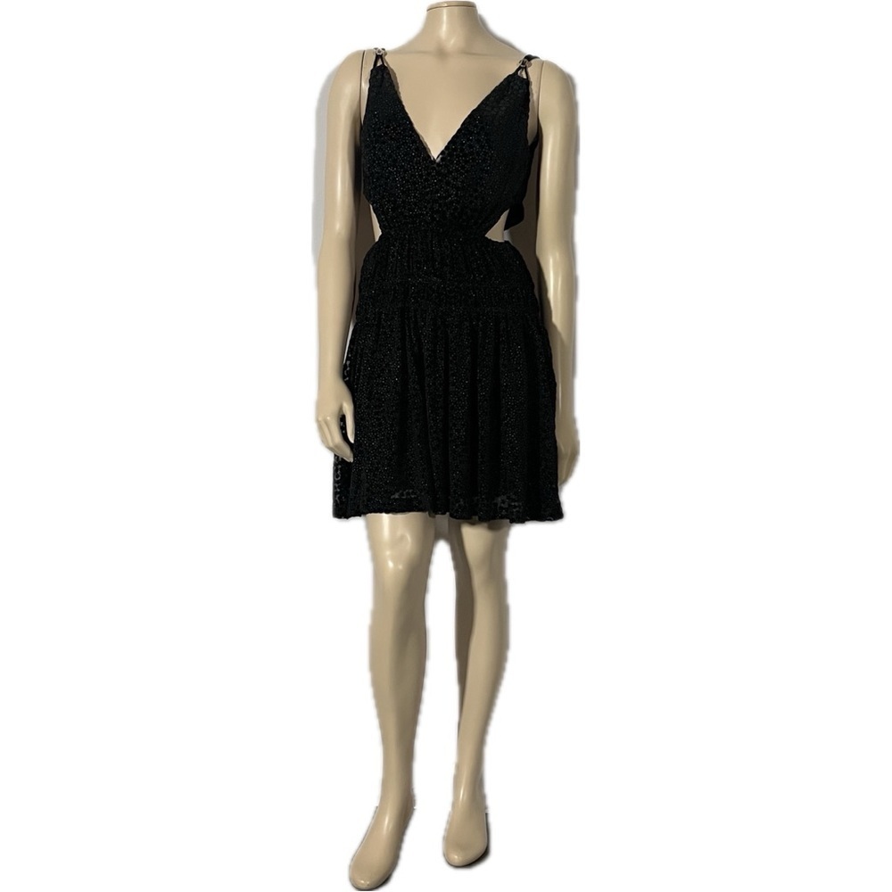 NWT Maje Cutout Glittered Flocked Tulle Mini Dress - Picture 3 of 16